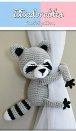 BB Adorables - Isabel R Davenpost - Raccoon Curtain Tie-Back