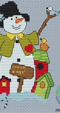 CO Rainbow - Xstitch Tower - Denver - A Snowman by Elzbieta/Ela Wrzalik