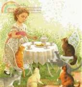 HAED HAERS119027 Cat Tea Party by Ruth Sanderson