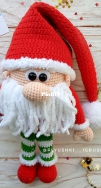 Plyushki Toys - Tatsiana Paddubskaya / Tatiana Poddubskaya - Gnome - Gnomo - Papai Noel - Portuguese - Translated