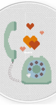 Daily Cross Stitch - Retro Telephone Hearts