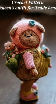 Sveta Crochet Pattern - Sveta Lutik toys - Svetlana Lutik - Queens outfit for teddy bear