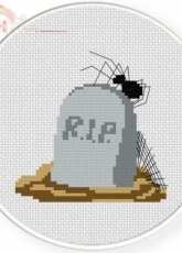 Daily Cross Stitch - Tombstone With Spider