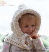 Daisies Crochet- Adina Volokitkin- Snowy Hooded Scarf