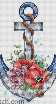 SAstitch - Nautical Anchor With Flowers by Svetlana Sichkar