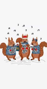 DMC - Christmas Carolling Squirrels / Ecureuils Chantant Noël - Free