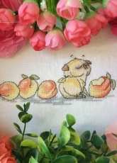 Dog in peaches