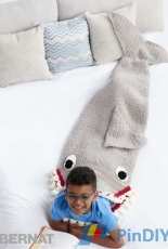Yarnspirations  - Bernat Design Studio - Fintastic Shark Snuggle Sack - Free