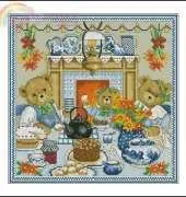 Teddy Tea Time by Lesley Teare from Cross Stitch Gold 104