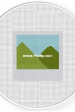 Daily Cross stitch - Polaroid Mountain Photo