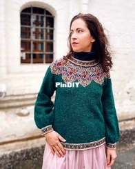 Malachite Pullover by Natela Astakhova English, Russian