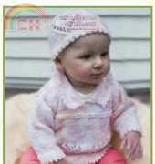 Hand Knit Yarns by Naturally - Magic Garden Classic Print Babys Sweater, Hat & Booties