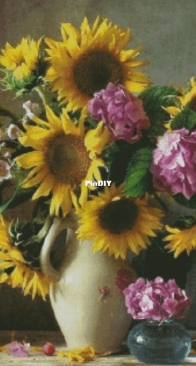 Sunflowers and Hydrangeas by Katrusiny Rukodelki