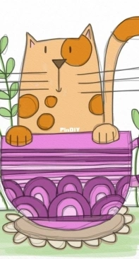 Cat In A Cup by Durene Jones - Free