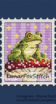 Lunar fox stitch - Frog and mushroom postage stamp