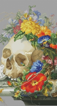Skull in Flower 1 by Alisa Okneas