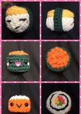 omelette nigiri, ikura sushi & california roll