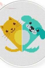 Daily Cross Stitch - Cat Love Dog