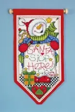 Design Works Crafts 5488 Santas Stop Here Banner by Joan Elliott XSD