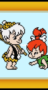 Cross Stitch Quest - Pebbles and Bam Bam - Flintstones - free