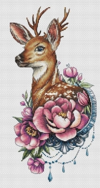 LKacross - Deer and Peony by Natalya Orekhova