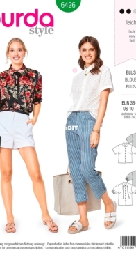Burda Style - 6426 - Misses Blouse - Sizes 36-46 - German, English, French, Dutch, Italian, Spanish, Swedish, Russian