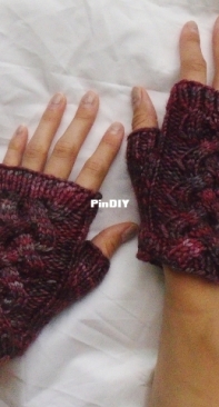 Flirtation Cabled Mitts by Tierce Knits-Free