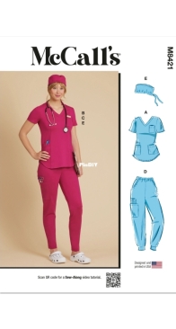 McCall's Sewing Pattern Misses' Knit Scrub Tops, Pants, Jogger and Cap
