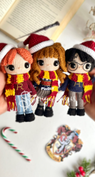Samigurumis - Lilian Neyra Davila - Harry, Ron y Hermione - Spanish