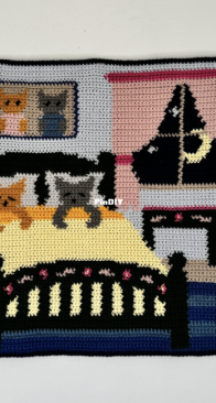 Goodnight Kitty Crochet tapestry - Mudkippz - English