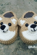 Yarn Brown Puppy Baby Shoes