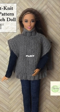 Sara's Simple Knits - Poncho knitting pattern for 11,5 inch doll