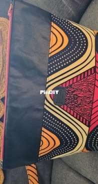 African print and vinyl pouch bag