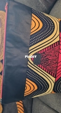 African print and vinyl pouch bag