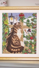 Christmas Window - Festive Feline by Debra Page from Cross Stitch Gold XSD