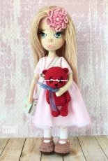 Crochet amigurumi doll, made of cotton yarn, 26 sm height