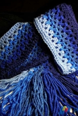 Queen Babs- Blue Ombré V-Stitch Scarf- Free
