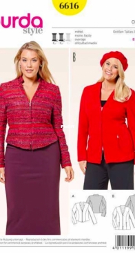 Burda Style - 6616 - Jacket - Size 44-54