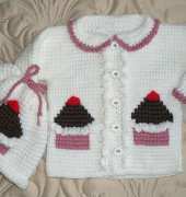 Sugar toe Babies -Annette Sanko - Crochet Baby Girl Sweater Set "Kutie Kakes"