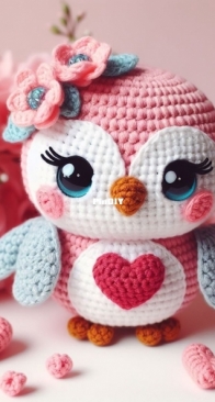Crochet Ease - Nizar Raissouni - Valentines Owl - Chouette de la St-Valentin - English and French - AIPattern