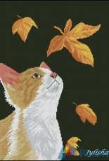 Kitten and Leaves by Jylisha