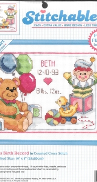 Dimensions - Stitchables - 72103 - Toys Birth Record