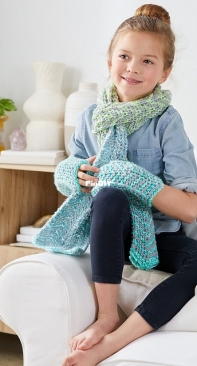 Afghan Stitch Scarf and Mitts by Premier Yarns Design Team-Free