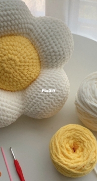 Crochet arts design _ crochet cute flower pillow pattern _ English