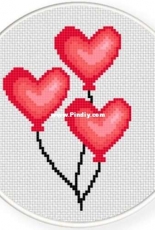 Daily Cross Stitch -  Heart Balloons