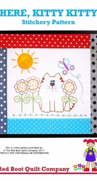 The Red Boot Quilt Company - Antonie Alexander - Here Kitty Kitty stitchery pattern - Free