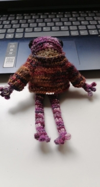 Purple Frog with Knitted Sweater
