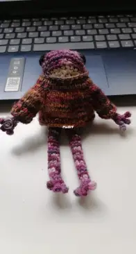 Purple Frog with Knitted Sweater