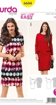 Burda Style - No 6604 - Shirt and Dress - Sizes 16-23 - German, English, French, Dutch, Italian, Spanish, Swedish, Danish, Russian