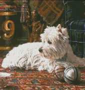 HAETRL110 Westie With Tartan Chair - Thomas Rivers Lovelace